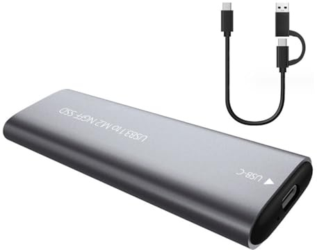 M.2 NVME Enclosure, Tool-Free 10Gbps USB 3.2 Gen 2 Adapter for 2230/2242/2260/2280 M.2 NVME/SATA SSD with USB C to C and USB A to C Cables