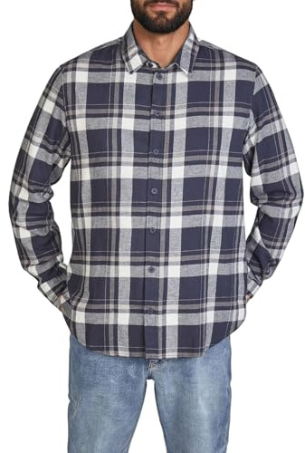 DENIMFY Camisa de franela para hombre de manga larga a cuadros, ajuste regular, DFDean, camisa de leñador, camisa a cuadros, 100% algodón, negro, verde, azul, S, M, L, XL, XXL, 3XL, 4XL, 5XL, 4XL