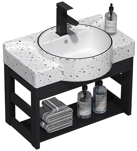 SXSYTR Eckwaschbecken Mit Unterschrank, Eckwaschbecken Mit Unterschrank, Wandmontiertes Keramikwaschbecken, Wandwaschbecken Hängewaschbecken Wandschrank-Set für Kleine Räume(46cm)