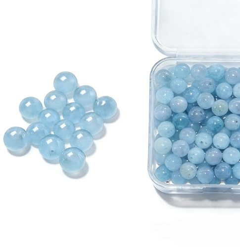 BLAESIFF 8 mm perline per bracciali, 100 pezzi perle pietra naturale rotonde perline semi preziose per la fabbricazione di gioielli, orecchini collana fai da te (pietra preziosa acquamarina)