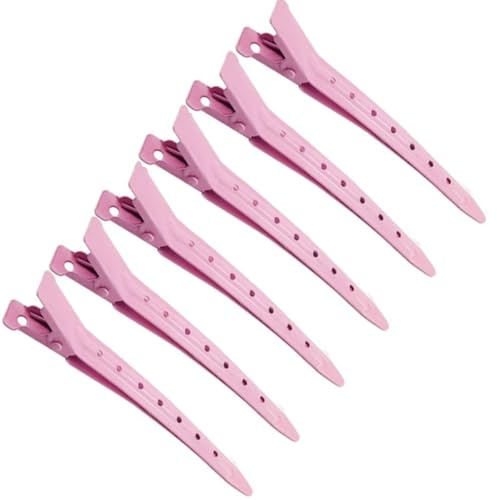 Pinza de Pelo de Duckbill 24 piezas, Pinzas Pelo Peluqueria 3,5 pulgadas, Pinzas de Pelo de Rizo de Cocodrilo con Agujeros, Pinzas para Peinar el Cabello para Extensiones de Cabello (Rosa)