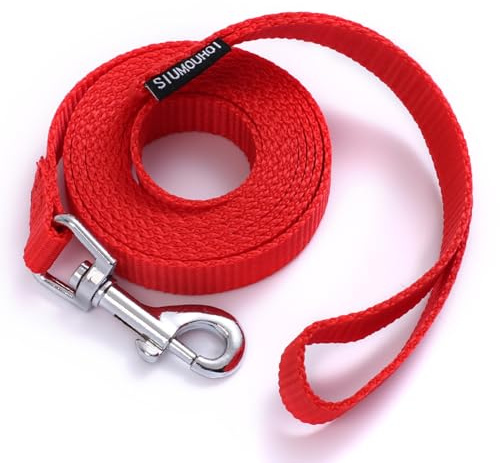 Siumouhoi 1,8 m lange Hundeleine für Welpen, starke Leine im traditionellen Stil mit einfach zu bedienendem Kragenhaken, Hundeleine, ideal für kleine und mittelgroße und große Hunde, Rot, 1,6 cm x 1,8
