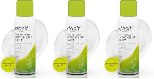 efasit Fußschaum Trockene Haut - intensive Feuchtigkeit dank Fußcreme mit 10% Urea und Allantoin für trockene Füße, Diabetiker geeignet, zieht schnell ein, 125 ml (Packung mit 3)