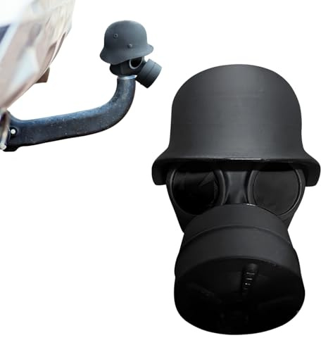 Vartegas Abdeckkappe Anhängerkupplung, lustig Anhängerkupplung Abdeckung, Gasmaske-Helm Abdeckung Anhängerkupplung, Staubdicht & Wasserdicht, für 50 mm Kugelkopf (Schwarz)