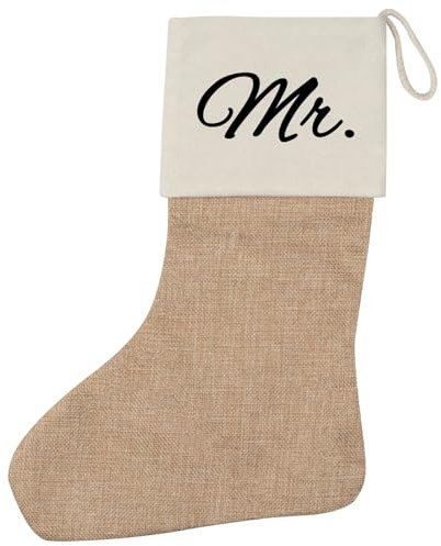 Huuraa Weihnachtsstrumpf Mr. Schriftzug Geschenk Beige Jute Mr. Geschenkidee