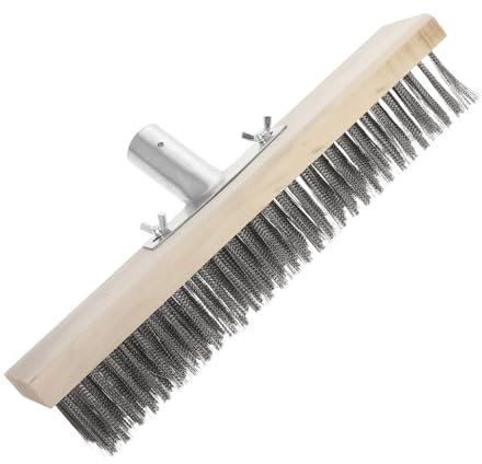 SOESFOUFU Brosse à Récurer Enlève la Mousse Taches Tenaces en Acier Inoxydable, Manche en Bois, pour Surfaces Dures Maison et Bureau