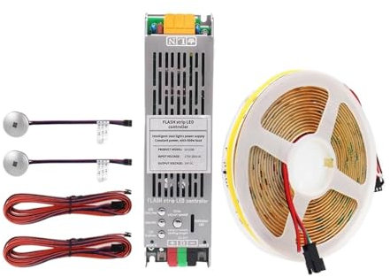 HPHPH LED Motion Sensor Light Controller Kit, 5M 10M 15M WS2811 COB Running Water Strip Light for 24V 400W PIR Motion Sensor LED Stair Controller Staircase Lighting Decor(Natural White,5M Full Set)
