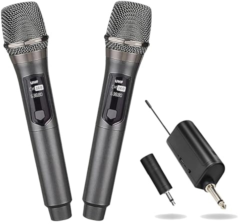 Professional-Grade Handheld Wireless Microphone System with Rechargeable Receiver & 3.5mm Output - Fixed Frequency Operation，for DJ Performances, Church Events, and Karaoke - 200ft Wireless Range (68)