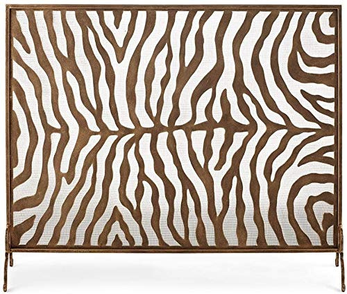 Écran de Protection pour cheminée, Extra Large, Marron, avec Grille en Maille, Joli Motif zèbre, Panneau Simple, sécurité bébé