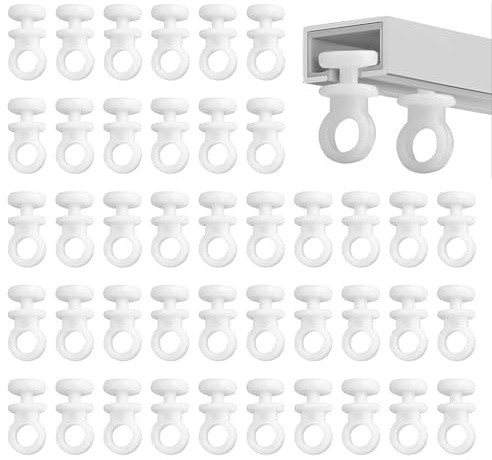 100 Pcs Plastic Nano Curtain Rail Wheel Track with Multi-Use Hooks for Windows, Doors, and Shower Curtains - White