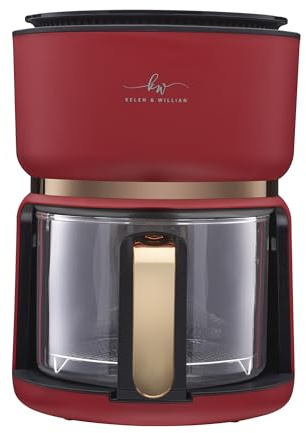 Kelen & Willian 3L Clear Glass Air Fryer – Compact Air Fryer for 1–2 People, Transparent Glass Drawer, Energy-Efficient 1200W, Manual Included, Chilli Red