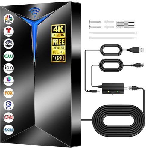 2026 Upgraded TV Antenna with Inline Amplifier, 2200+ Miles Long Range for Local Channels, Indoor Outdoor HDTV Antenna for Smart TV - Clear Reception for 8K 4K 1080P, 26ft Cable