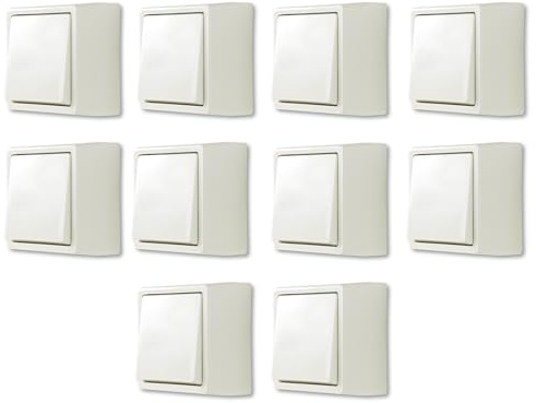 REV Standard SPARSET - 10x Ausschalter/Wechselschalter - Aufputztschalter, cremeweiß