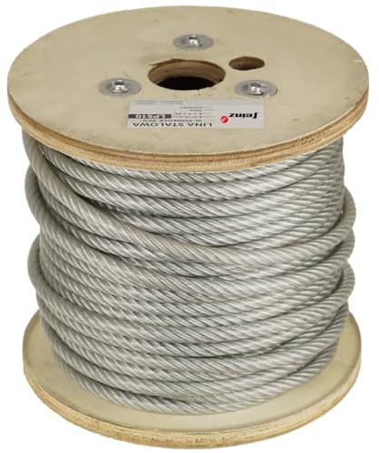 FEINZ Stahlseil PVC 10 mm 50 m | PVC-ummantelt, verzinkter Draht, DIN 3052, korrosionsbeständig, hohe Reißfestigkeit, für Bau, Garten und Industrie