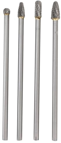 MUNEFE Lange Drehfeilen, 6 mm Wolframstahl-Karbid-Frässtift-Set, 4-teiliges Wolframkarbid-Frässtift-Set für Kfz-Reparatur und mehr
