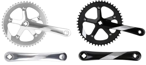 FUANA Für Fixed Gear Bike 130BCD Kurbelgarnitur, 48T, Einzel-Kettenblatt, 170 mm, Kurbelarm mit Vierkant-Tretlager, kompatibel mit 103 BB Fahrrad-Reparatursatz