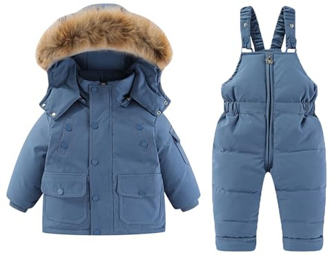 Combinaison Softshell D'extérieur Enfant Épaissi Veste et Pantalon de Ski une Pièce Imperméable avec Robe Interne intégrée et Zippé pour Alpinisme Ski Hiver Chaud Tenue Plein Air 1-6 Ans