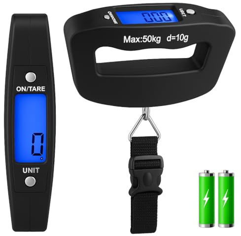 Luggage Scale | Portable Digital Weight Scale for Travel | Suitcase Weigher with Tare Function | 110 Lb/ 50Kg Limit | Black
