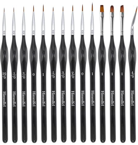 Himmlfel pennello per dettagli, 14 pennelli fini pittura per acquerello, acrilico, pennelli per miniature per warhammer, citadel, dettagli di precisione, modellismo,miniatura, pittura con i numeri