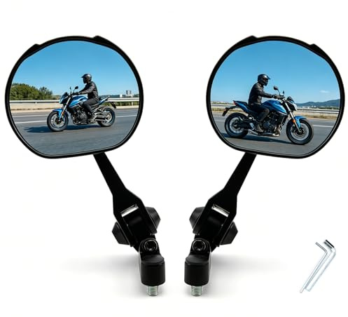 APEBAZY Universel Motorrad Spiegel Metall Motorrad Rückspiegel 8 mm 10 mm Motorradspiegel Kompatibel mit Sportster Chopper Bobber Touring Cruiser (Blau)