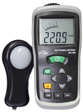 Esposimetro, Tester di illuminamento luxmetro digitale DT-1309 con interfaccia USB