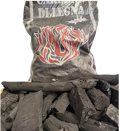 Carbone 5KG Biologico di Lecce per Barbecue – Vegetale Naturale Italiano – Carbone per BBQ, Griglia e Braciere – Accensione Rapida e Lunga Durata