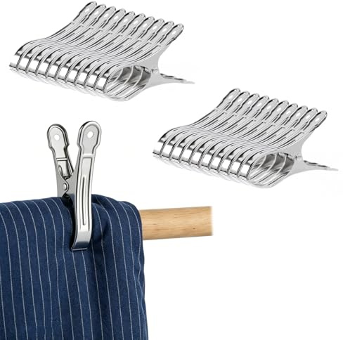 Iirlvior 20 Pcs Argenté Pince a Linge INOX, 9cm Grosse Pince à Linge Pince Metallique, Convient pour Les Transats de Plage, Les Couettes Epaisses, Les Vêtements et Les Draps Epingle a Linge