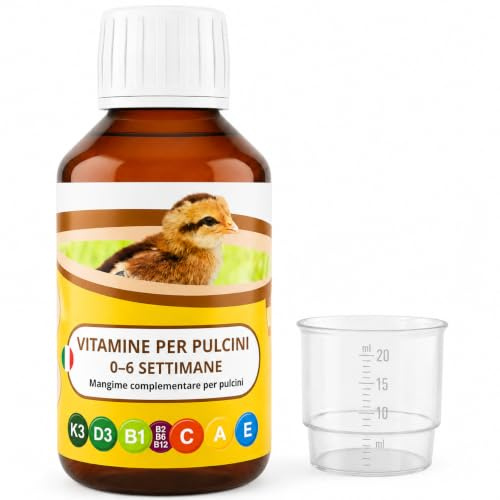 ANI’Nat Multivitamine per Pulcini 250 ml – Mangime Complementare Liquido per Pulcini 0–6 Settimane – Vitamine, Betaina e Aminoacidi – per Avvio, Crescita e Vitalità – da Diluire nell’Acqua di Bevanda