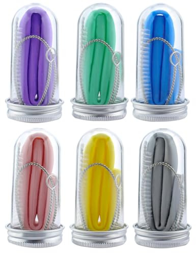 CANIGHT de Pajitas Plegables Reutilizables de Silicona 6 Juegos con Cepillo de Limpieza y Estuche Duraderas y Fáciles de Transportar para Smoothies y Café