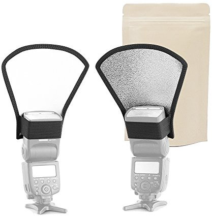 RV Réflecteur pour Flash Cobra Argent et Blanc Recto-Verso Compatible Toutes Marques Nikon Canon YONGNUO Sony PENTAX Olympus VIVITAR GODOX ETC - ADAPTOUT Marque FRANÇAISE