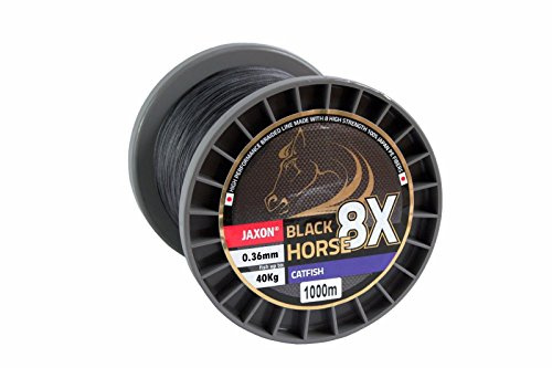 Geflochtene Schnur JAXON Black Horse Catfish Wels Wallerschnur 1000m Spule (0,07€/m) (0,36mm / Tragkraft 40kg)