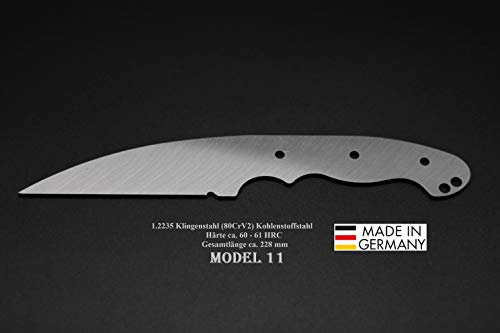 Rohling Messer Model 11 / 228mm Poliert Messerbau Messerstahl Messerklinge Klingenrohling Jagdmesser