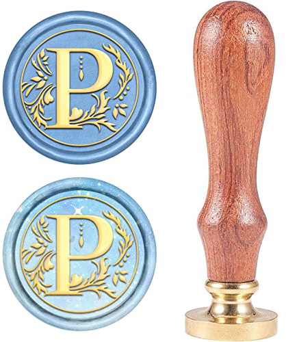 CRASPIRE - Sello de Cera con Iniciales de Alfabeto Retro, Clásico, Vintage, 26 letras AZ, 25 mm, Cabeza de Latón Extraíble, Mango de Madera para Sobre, Invitación, Adorno, Decoración de Regalo