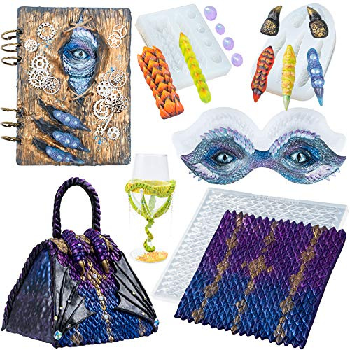 Silikonformen Drachen Epoxidharz Formen Monster Kralle Augen Rückenflossen Schuppen 4er Set