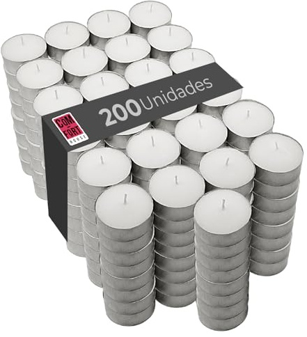 COM-FORT HOUSE Lot de 200 bougies chauffe-plat blanches 4 heures de durée sans parfum