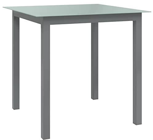 vidaXL Gartentisch Terrassentisch Gartenmöbel Esstisch Garten Tisch Balkontisch Glastisch Outdoor Hellgrau 80x80x74cm Aluminium Glas