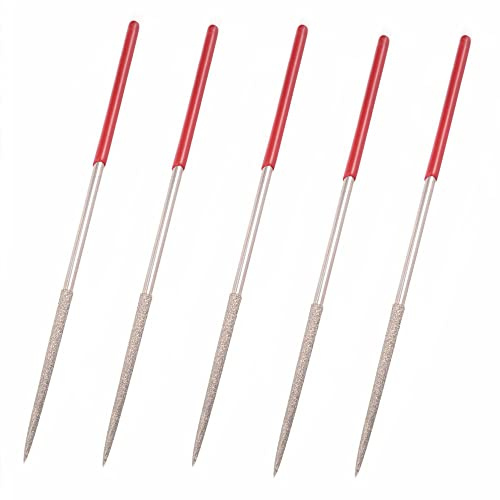 Lot de 5 limes aiguilles rondes diamant pour verre, carrelage, pierre, métal (140 mm)