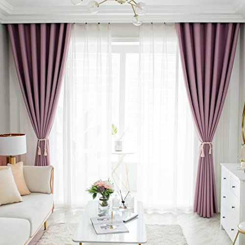 ILMF Opaca Tende con Occhielli, Oscurante Termica Isolante a Risparmio Energetico Tenda Finestra Tinta Unita Tendaggi per Salotto Lounge Camera da Letto Ufficio, 1 Pannello-Viola-150x270cm