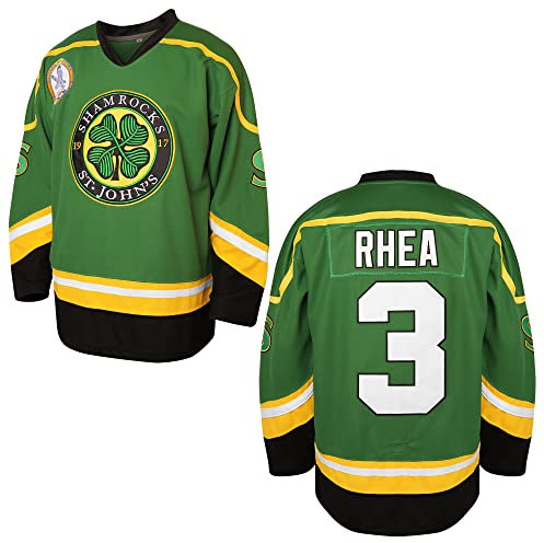 3 Ross The BOSS Rhea Hockeytrikot für Herren, ST John's Shamrocks genäht mit EMHL Patch Weiß Grün Schwarz, 3 Grün, Mittel