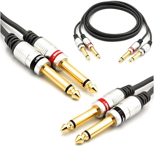 VITALCO 2x 6.3mm Klinke auf 2x 6.3 Mono Klinkenstecker Kabel 5m Doppel Jack TS Männlich Stereo Audiokabel