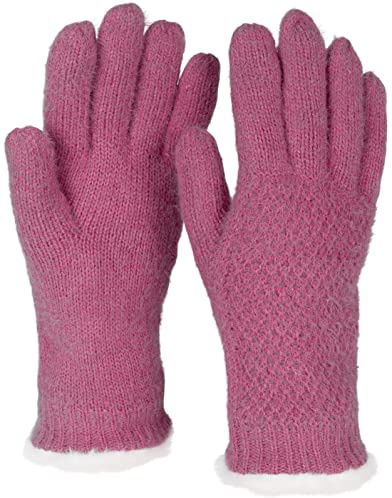 styleBREAKER Damen Strick Handschuhe Reiskorn | Wärmendes Thermo-Fleece-Innenfutter, weicher Bund in Kunstfelloptik, elastisch für 16-21 cm Umfang (Gr. 6-8), nahtlos.