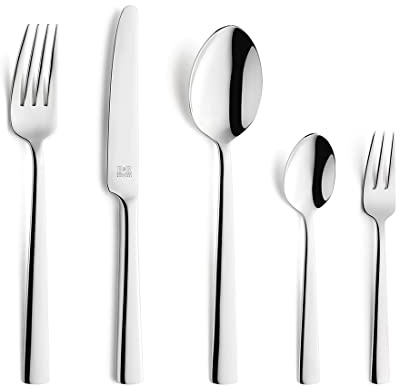 Beckmann & Rommerskirchen Besteckset 30-teilig 3591 MANO | Spülmaschinengeeignet | Satiniert | Essbesteck für 6 Personen | Besteck Set 30 teilig