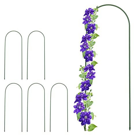 Relaxdays Set da 6 Sostegni per Piante Rampicanti, Archi in Acciaio, per Rose, Edera, Clematidi, HxL: 90x32 cm, Verde