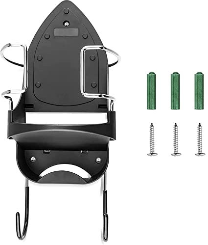 Hausdec Support mural pour planche à repasser - Support mural pour fer électrique et planche à repasser - Étagère de rangement avec crochets amovibles - 1