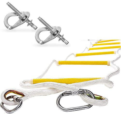 Escalera de Seguridad de 1 Pisos | 5 m| Resistente al Fuego| con Herramientas de Montaje| Rápida de Instalar y Fácil de Usar y Almacenar| Compacta| Capacidad de Peso de hasta 900 kg