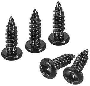 QUARKZMAN 100Pcs 3x10mm Tornillo Autorroscante de Cabeza Alomada Redonda Phillips, Tornillos Autoperforantes de Acero Inoxidable 304, Tornillo para Madera con Rosca Completa, Negro