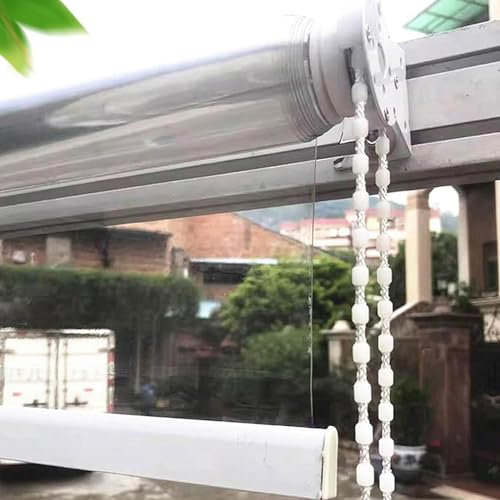Clear Pvc Outdoor Roller Shades Blind,Transparent Waterproof Roll Up Blinds,Gazebo Balcony Porch Exterior Partition Curtains,Heavy Duty Plastic Roller Shutter,Custom Size,W×H-150×150cm/59.1×59in