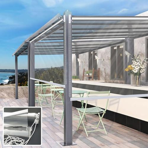 Tenda a Rullo Pvc Trasparente Impermeabile,Finestra Porta Isolamento Termico Tende Tapparella Avvolgibile in Plastica,Cortina Divisorie Oscurante per Interni Esterni Ufficio ,W×H-110×150cm/43.3×59in