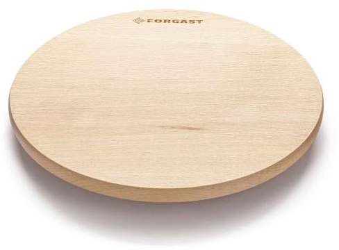 Forgast Tabla de cortar, tabla de servir, tabla de cocina, redonda, giratoria, gruesa, lisa, madera de haya natural, madera en bruto, diámetro Ø 30 cm, universal, no apta para lavavajillas