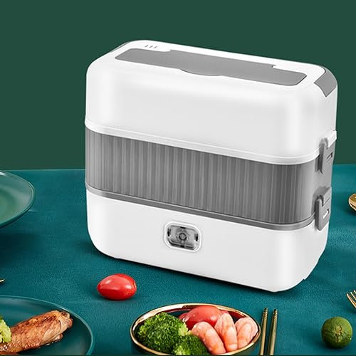 Lonchera Termica Trabajo Eléctrica Portátil 2 En 1 Calentador De Comida Fiambrera Electrica Portatil 250W Extraíble Tartera Acero Inoxidable Termo Comida Para Casa Escritório Viagem